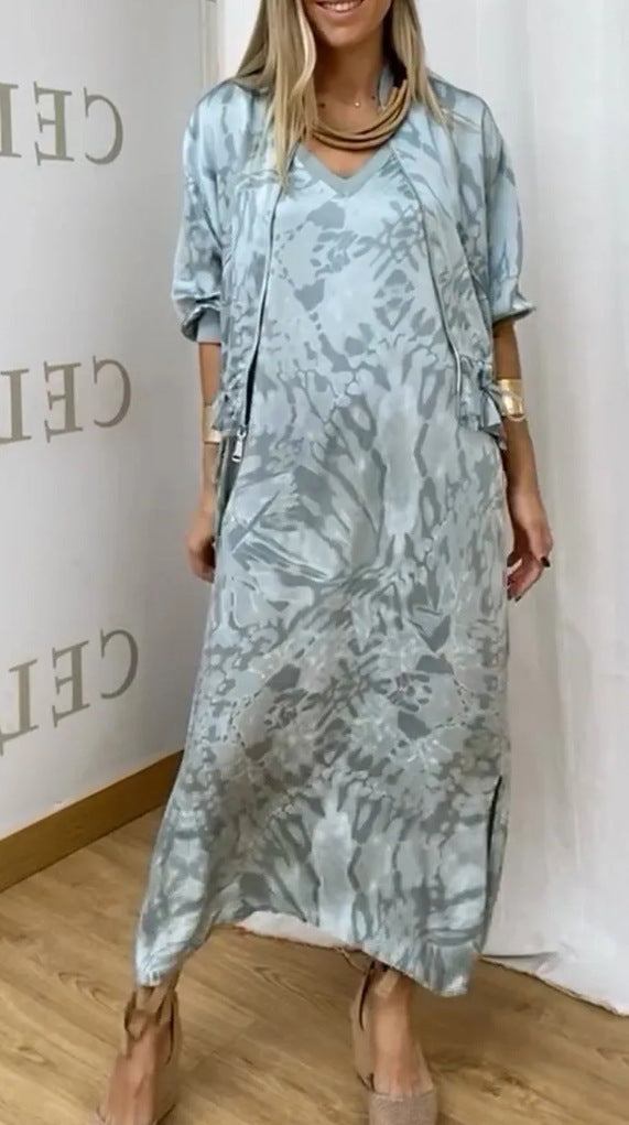 Dámské dvoudílné šaty pro ležérní vzory ze saténu