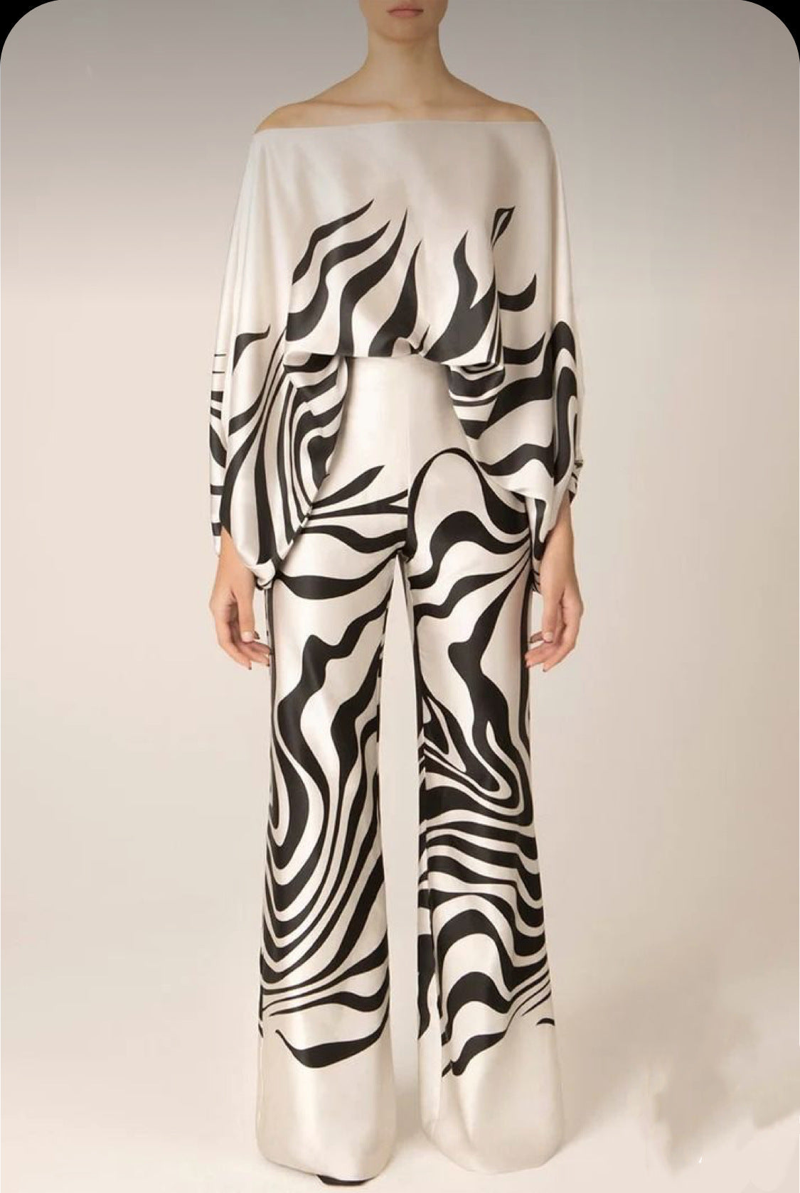 100% hedvábný oblek, 2 kusy (top + kalhoty)