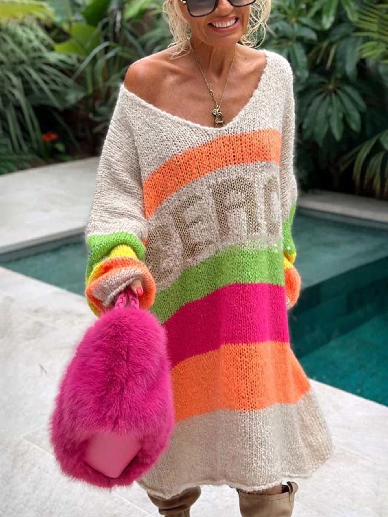 Pletený svetr Peace Rainbow