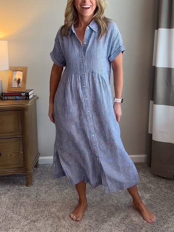 Pruhované košilové šaty
