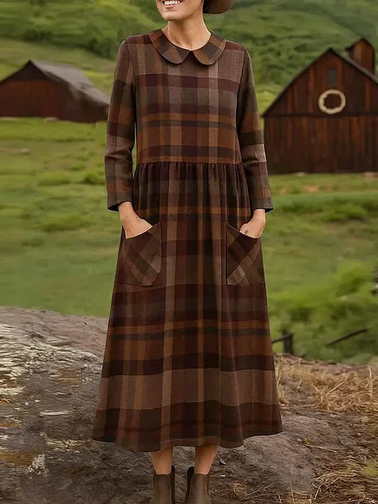 Dámské ležérní volné šaty s kostkovaným potiskem