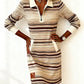 Pruhované šaty na zip ke kolenům