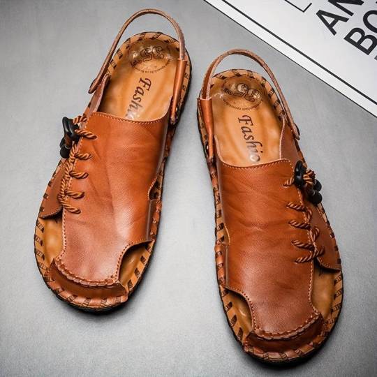 【38-47】 Velké venkovní sandály z prodyšné hovězí kůže