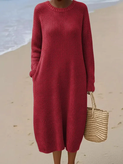 Dámské svetrové šaty s kulatým výstřihem