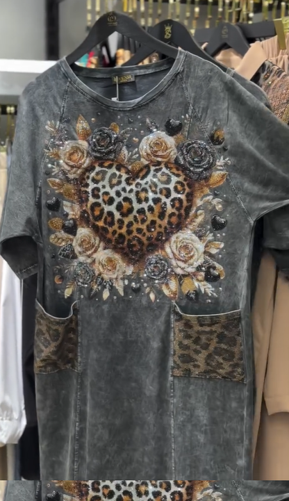 Retro volné a pohodlné letní dívčí šaty s potiskem