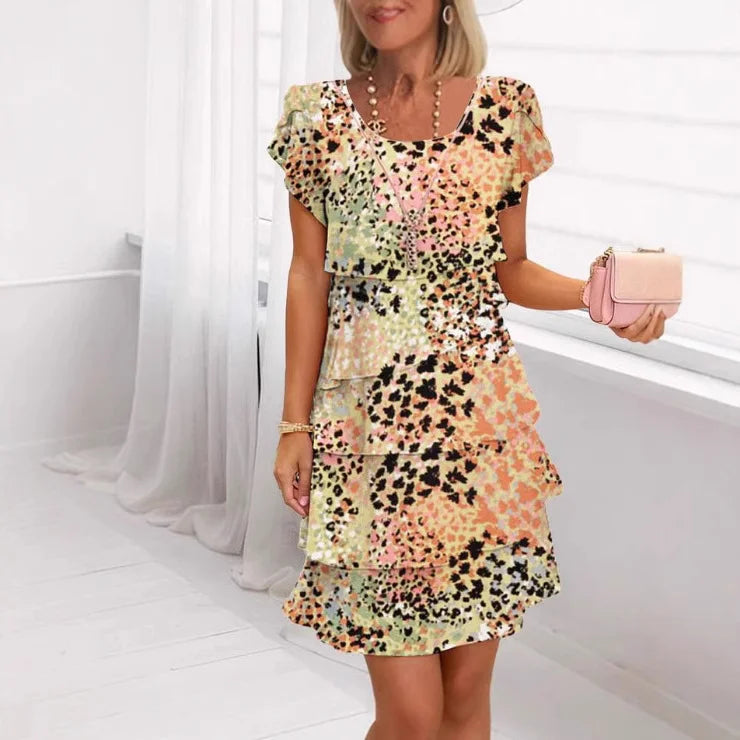 Nová módní sukně s výstřihem do V a krátkým rukávem