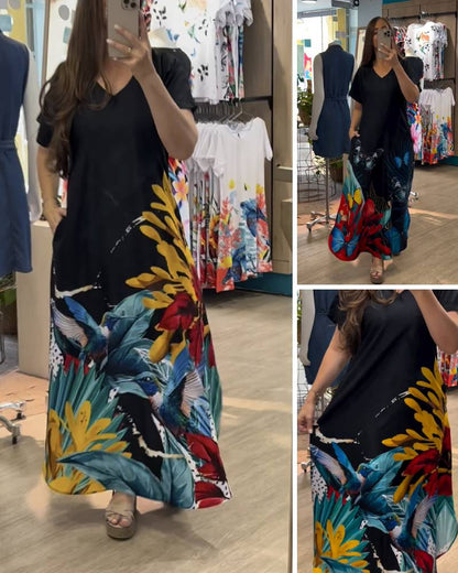 🦋🌼Dlouhé šaty s potiskem motýlů