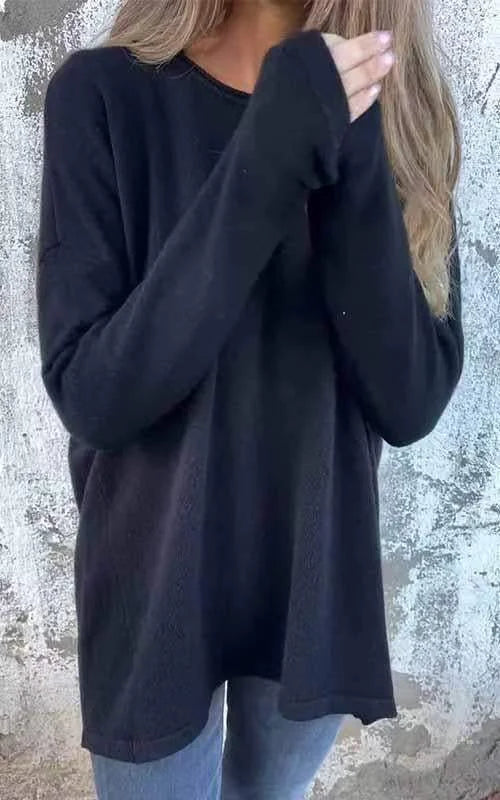 🌹Dámský svetr s dlouhým rukávem a kulatým výstřihem