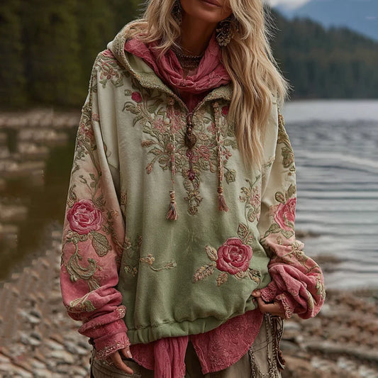 Ležérní bohémská mikina s kapucí