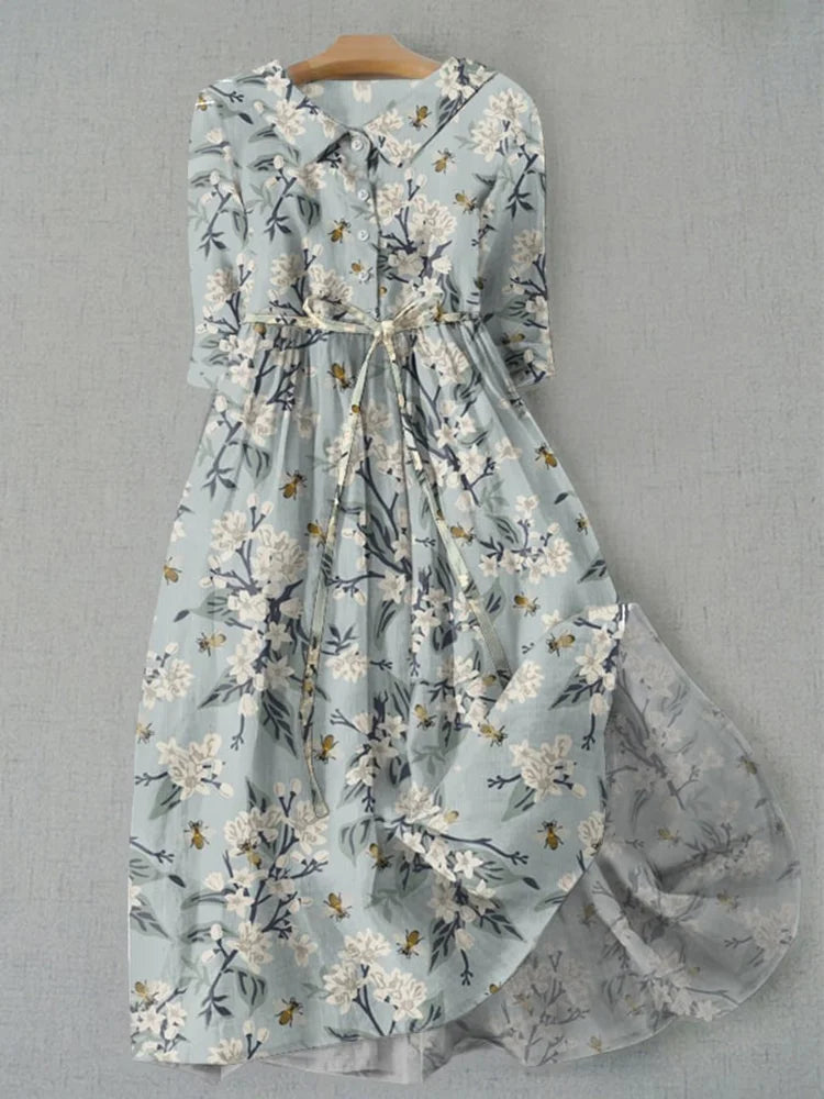 Elegantní neformální midi šaty s květinovým vzorem a potiskem