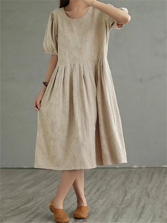 Vintage bavlněné a lněné midi šaty