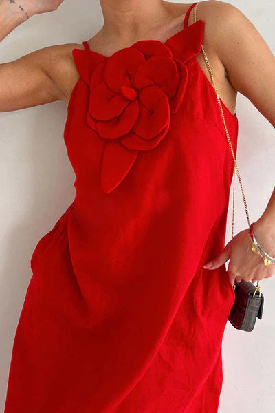 Vestido comprido de linho misto 2025