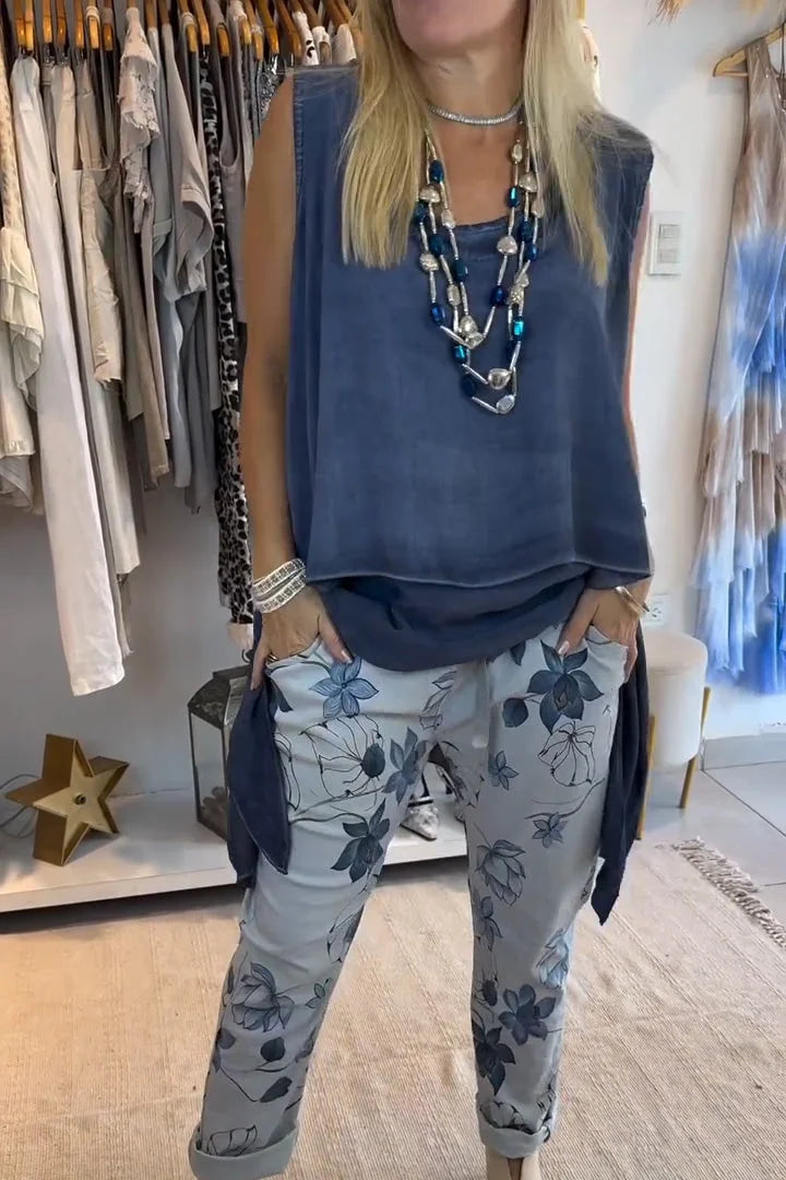 2025 jaro/léto dlouhé košile a květinové kalhoty