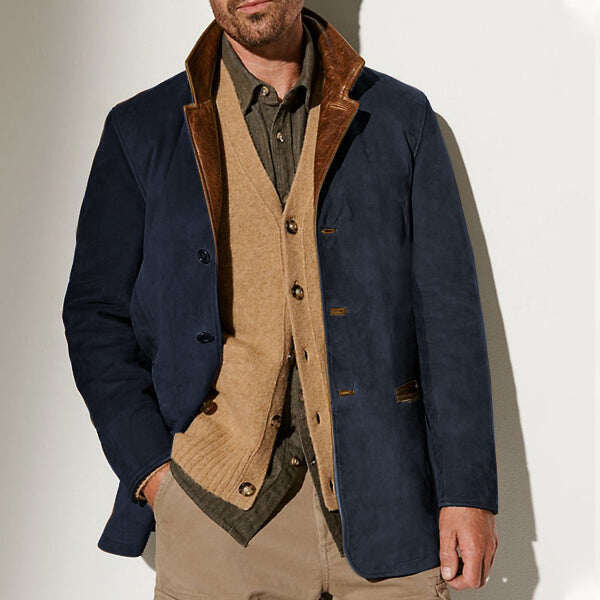 Carlsbad pánská vintage kožená bunda z lýtka s límcem z ovčí kůže Merino