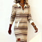 Pruhované šaty na zip ke kolenům