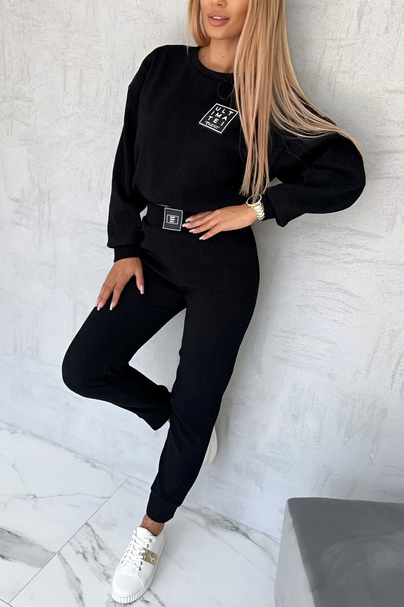 Dámský ležérní jednobarevný pruhovaný oblek