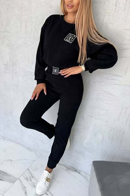 Dámský ležérní jednobarevný pruhovaný oblek