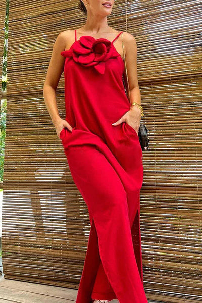 Vestido comprido de linho misto 2025