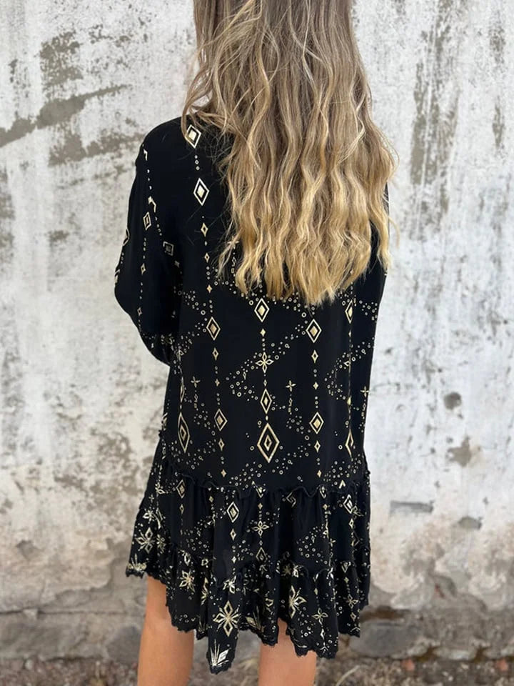 Žhavý výprodej 🔥 Pohodlné šaty se strečovým potiskem do V