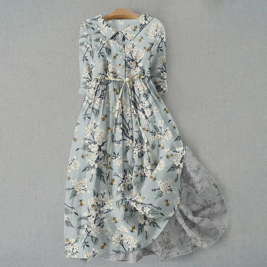 Elegantní neformální midi šaty s květinovým vzorem a potiskem