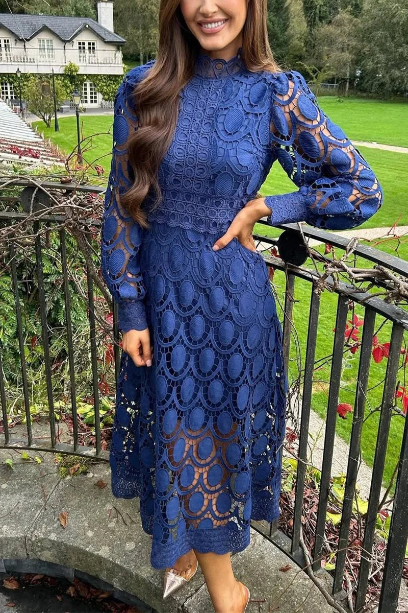 Dámské ležérní šaty s kulatým výstřihem a dlouhými rukávy