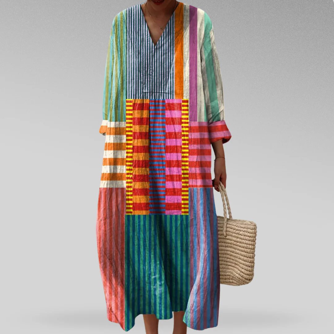 Klasické pruhované dlouhé ležérní šaty