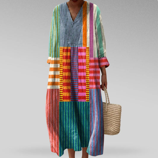 Klasické pruhované dlouhé ležérní šaty