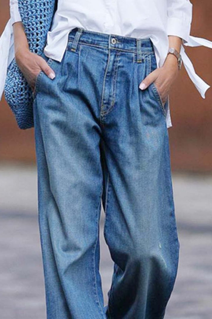 Dámské ležérní volné džínové kalhoty