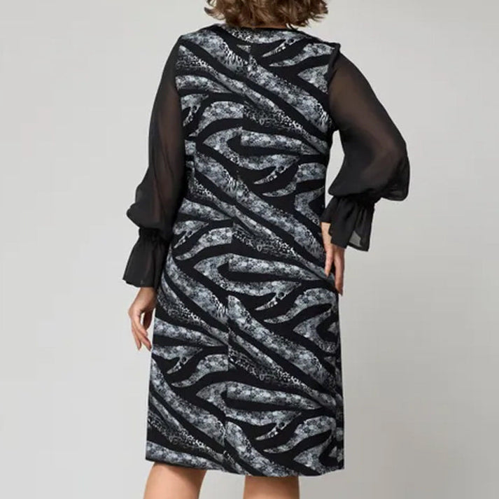 💃Dámské šaty s kulatým výstřihem a dlouhým rukávem s potiskem