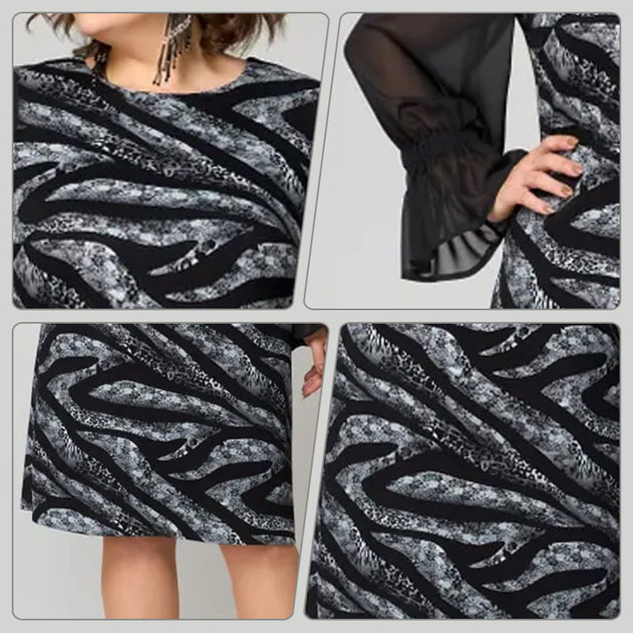 💃Dámské šaty s kulatým výstřihem a dlouhým rukávem s potiskem