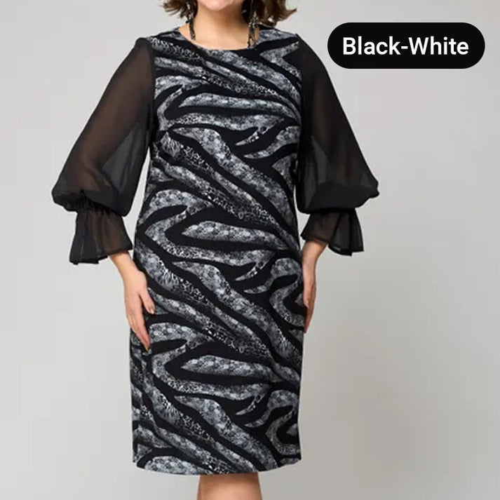 💃Dámské šaty s kulatým výstřihem a dlouhým rukávem s potiskem