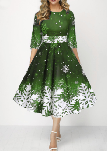 Zimska božićna europska i američka modna haljina s temperamentnim pahuljama do struka