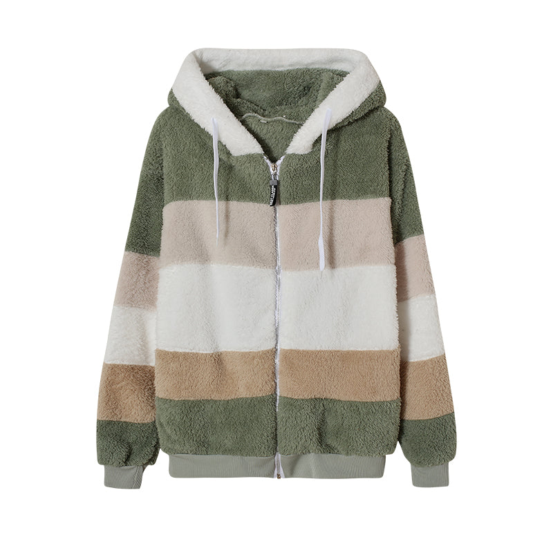 2022 podzimní a zimní nový sametový kabát z beránka s kapsou na zip a kapucí