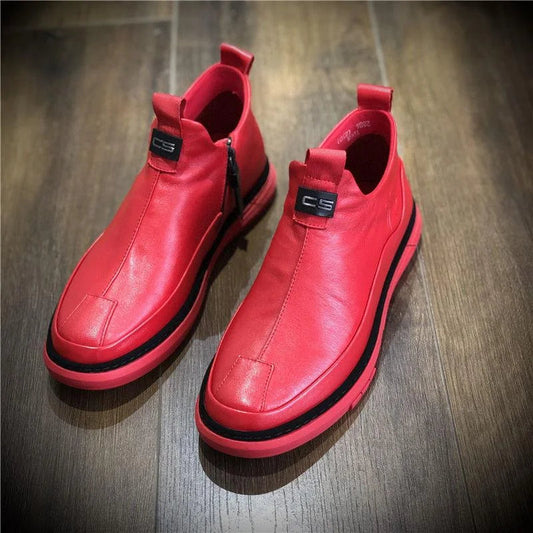 Pánské módní ležérní kožené kozačky