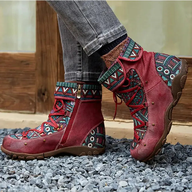 👢【35-43】2023 Nové dámské zimní boty velké velikosti Pohodlné retro vojenské boty na plochém podpatku s kulatou špičkou