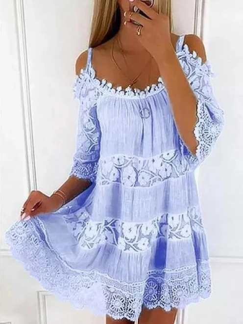 Dámské šaty s volným popruhem s potiskem květin s polovičním rukávem