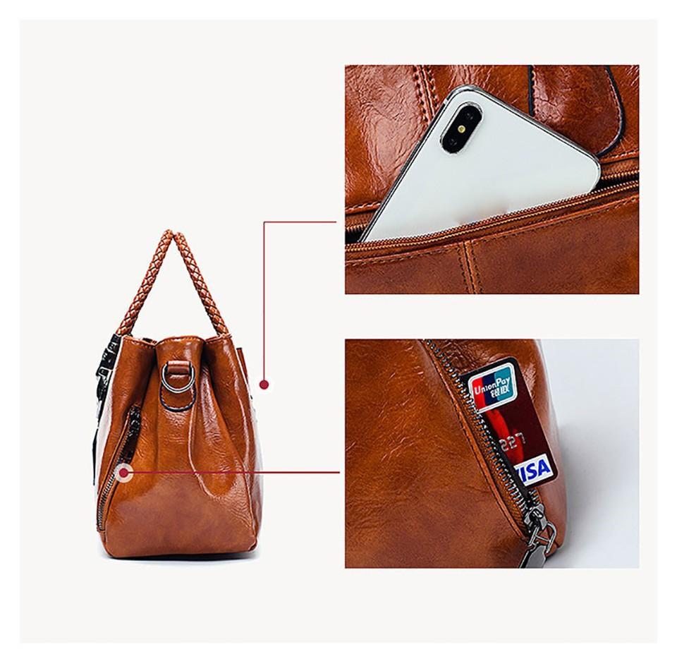 Vintage voskovaná a olejovaná bostonská kožená trojitá taška přes rameno