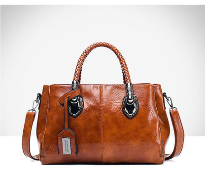 Vintage voskovaná a olejovaná bostonská kožená trojitá taška přes rameno