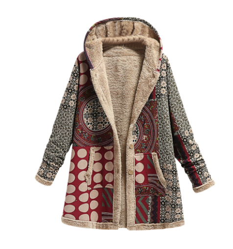 Dámská vlněná fleecová bunda zimní Retro 2022 pro udržení tepla