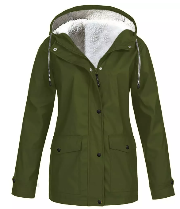 fleecovou větruodolnou bundou s kapucí