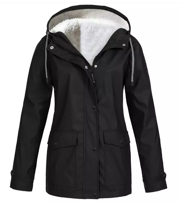 fleecovou větruodolnou bundou s kapucí