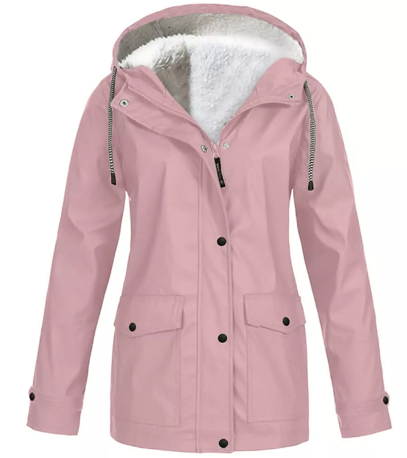 fleecovou větruodolnou bundou s kapucí