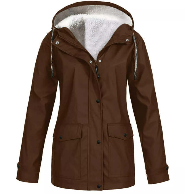 fleecovou větruodolnou bundou s kapucí