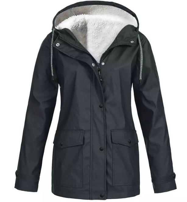 fleecovou větruodolnou bundou s kapucí