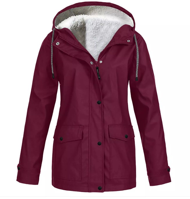 fleecovou větruodolnou bundou s kapucí