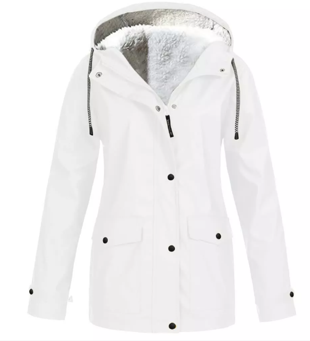 fleecovou větruodolnou bundou s kapucí