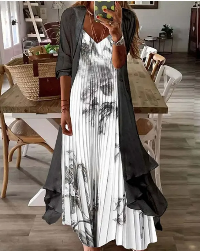 [S-3XL] 2023 Nové módní dámské šaty dvoudílné