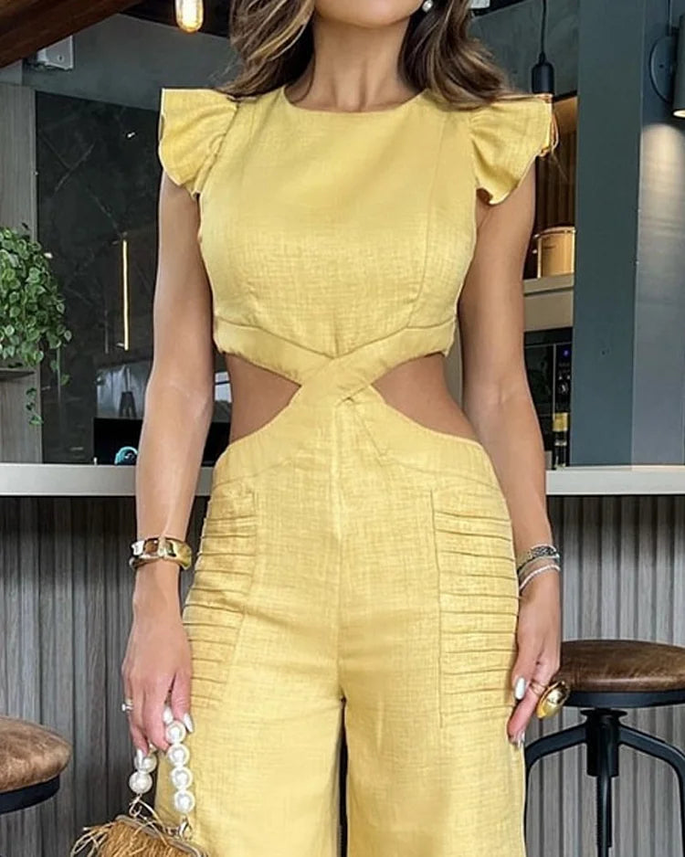 módní jednobarevný dutý overal