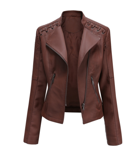 podzim zima bunda z PU umělé kůže dámská bunda s dlouhým rukávem