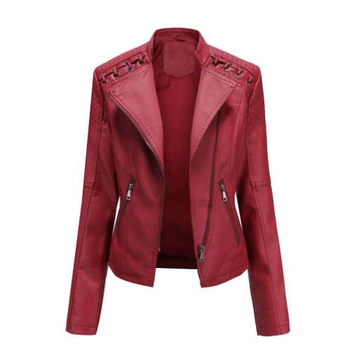 podzim zima bunda z PU umělé kůže dámská bunda s dlouhým rukávem